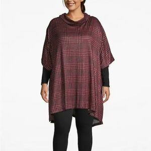 Lane Bryant Houndstooth Poncho Cowlneck Sweater Top Size 18/20